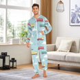 thumbnail image 6 of FORMRS Onesies Pajama for Adults Unisex Hoodie Winter Jumpsuit One Piece Sleepwear, Sizes S-2XL, Blue Trains Pattern, 6 of 7