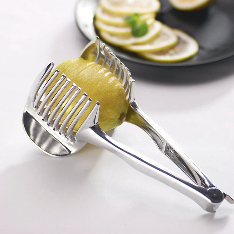 Best Utensils Tomato Slicer Lemon Cutter Multipurpose Handheld Round Fruit  Tongs Stainless Steel Onion Holder Easy Slicing Kiwi Fruits & Vegetable