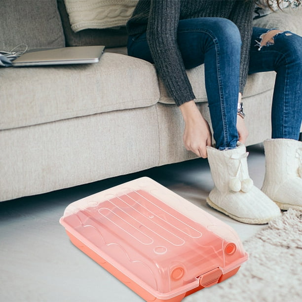 Caja de almacenamiento de zapatos de plástico transparente para zapatillas | Organizador de zapatos apilable para armario | Puerta transparente con orificios de ventilación para zapatos