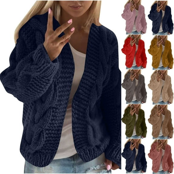 Lovzfmll Cardigan Sweaters for Women, Casual Sweater Outerwear Women Fall Clothes Chunky Cardigan Ribbed Early Fall Fashion