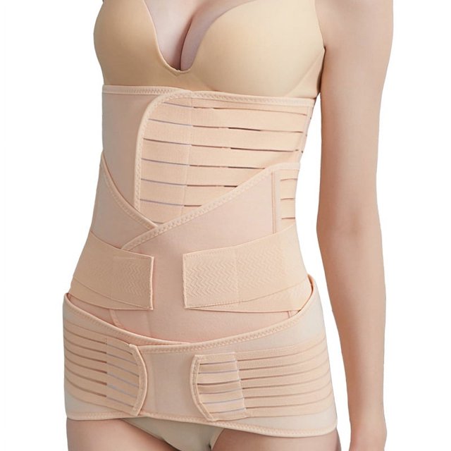 Postpartum Belly Band 3 en 1 Post Csection Support Recovery Belt para Post Embarazo Después de dar a luz Mujeres Postnatal Shapewear Fajas (Beige)