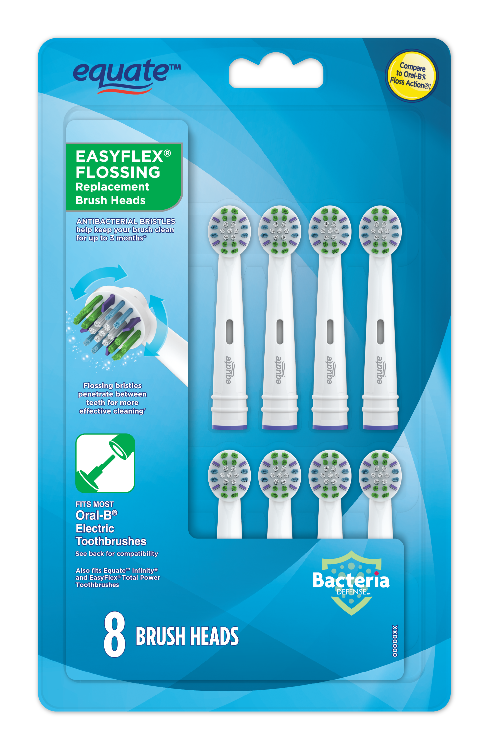 Equate EasyFlex Flossing Replacement Brush Heads, 8 Count