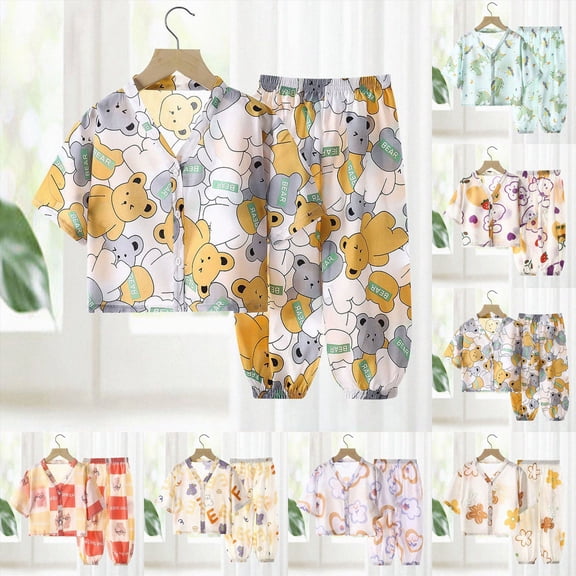 Little & Big Girls Cotton Knit Pajama 2 Piece Pants Summer Pj Set,6-12 Months 12-24 Months 2t 3t 4t 5t 6t 7t 8t 9t Children(Light Purple,9-10 Years)