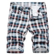 thumbnail image 2 of ALLLIST Blue Mens Shorts Short Straight-Leg Plaid Mid Cotton and Linen Cargo Button with Pockets Elastic Reg and Big and Tall Sizes, 2 of 9