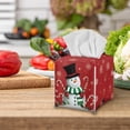 thumbnail image 4 of POLERO Tissue Box Cover, Snowman Snowflakes Square Tissue Box Holder with Bottom Belt - Waterproof PU Leather Christmas Decorative Organizer for Tabletop, Bathroom, Car, Office, 4 of 7