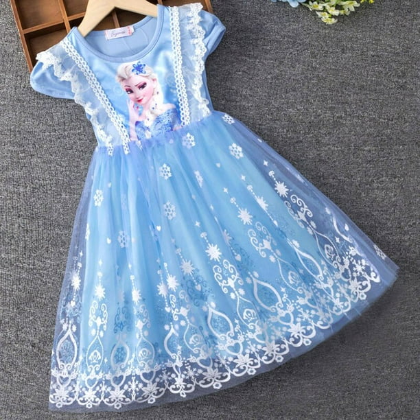 Vestidos infantiles de verano para ninas vestido de princesa Frozen Elsa Anna disfraz de fiesta de cumpleanos Vestidos trajes para ninos pequenos ropa 120 Gao Jinjia LED Walmart en linea