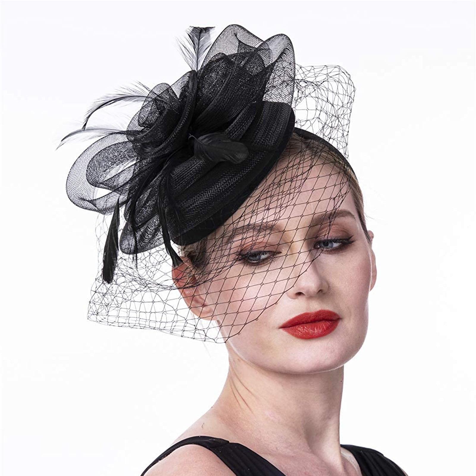 LINMOUA Women Girls Mesh Fascinators Hat Cocktail Party Headband