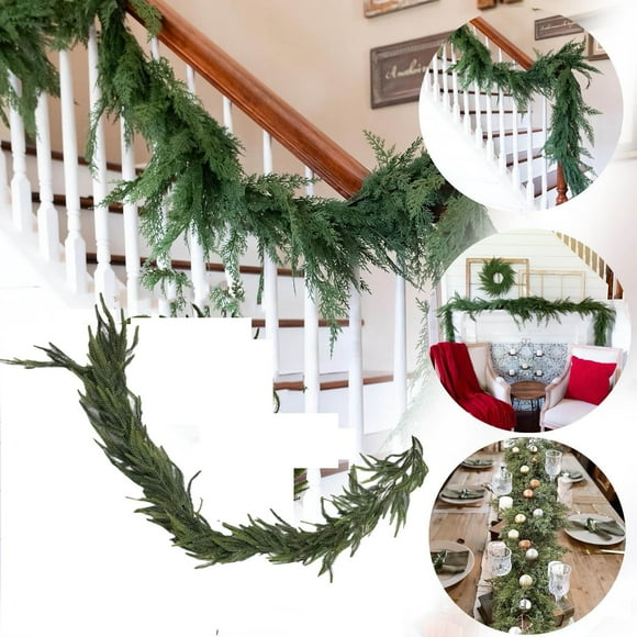 Boreal Craft Cedar Garland Realistic Extra Full Cedar Christmas Garland For Stairs Garlands For Decoration Christmas Cedar Garland Home Decoration Features: Orchid Flowers