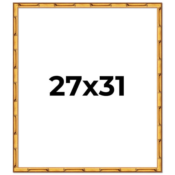 27x31 Frame Gold Bamboo Picture Frame - Complete Modern Photo Frame Includes UV Acrylic Shatter