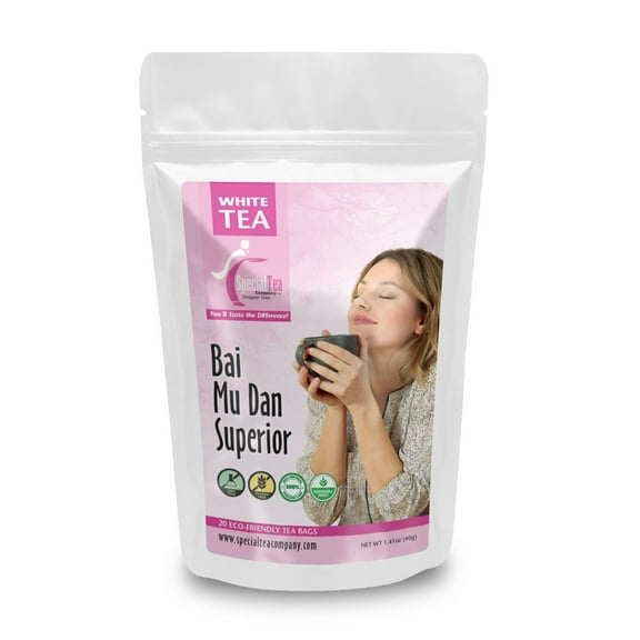 Special Tea Bai Mu Dan Superior Organic White Tea, 20 Tea Bags