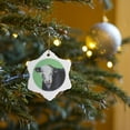 thumbnail image 7 of 3drose, Black and White Cow with Perfectly Pink Nose Against a Field of Green., 3 inch Snowflake Porcelain Ornament, 7 of 7