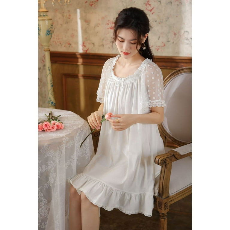 white cotton night dress for women Jane White Cotton Nightgown