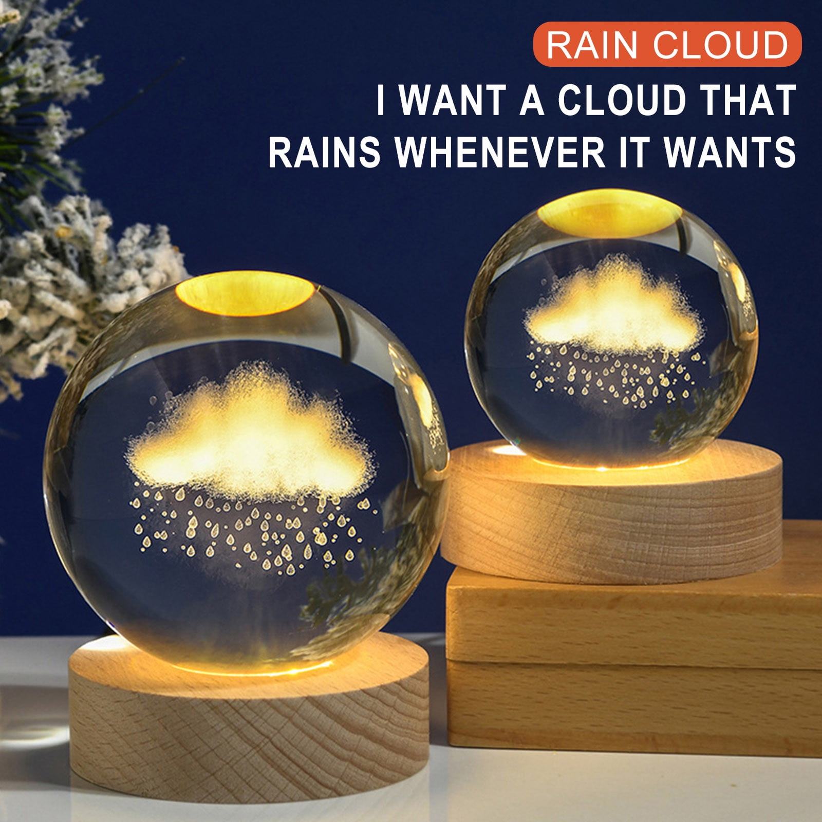 Wovilon Glowing Planetary Galaxy Astronaut Crystal Ball Night Lights Usb Power Warm/Rgb Bedside Light Kid Gift Night Lamp