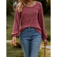 thumbnail image 2 of Button Up Blouses Tops for Women Elegant Lantern Long Sleeve T-Shirts Ribbed Knitted Tunic Tee Shermie, 2 of 6