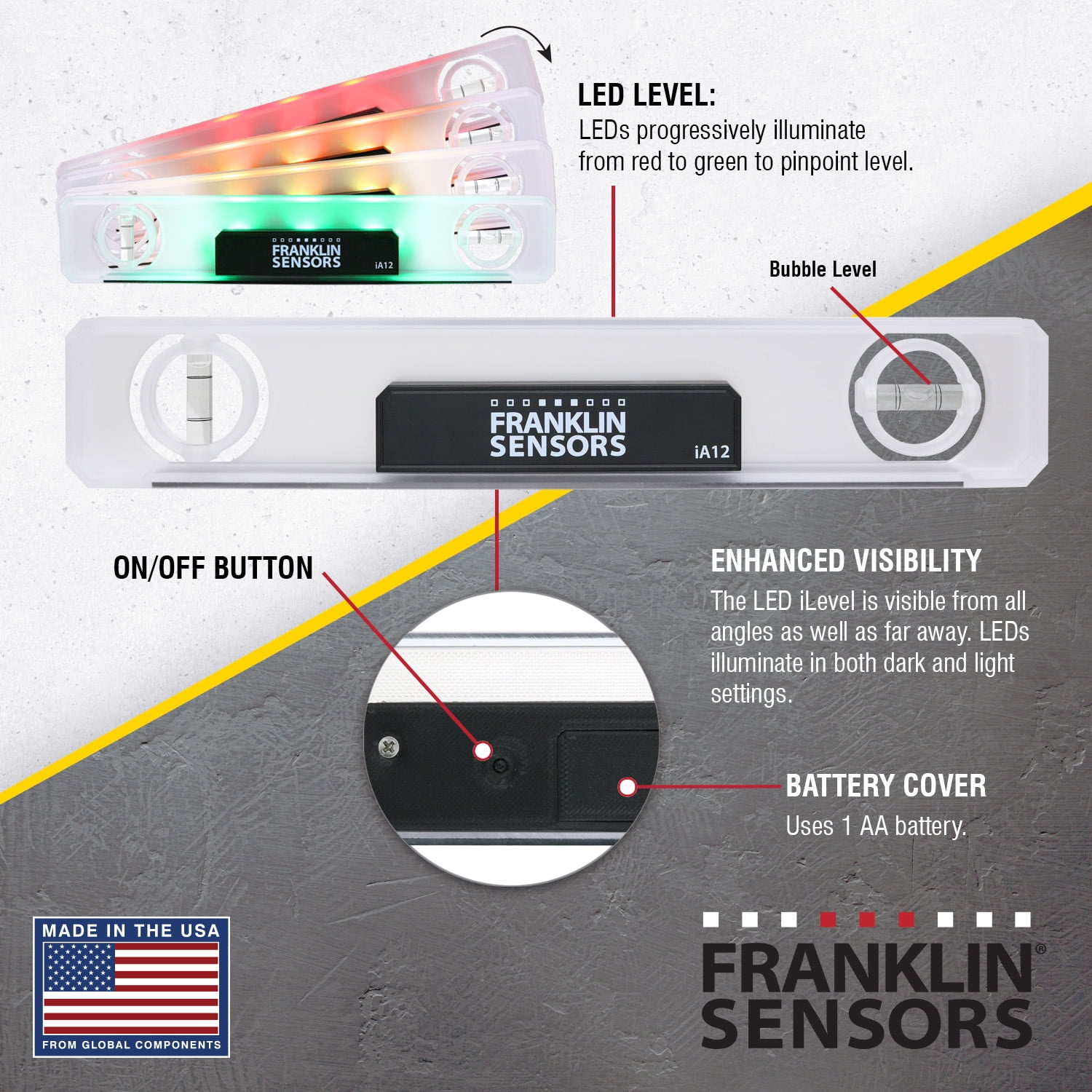 Franklin Sensors Light Level/Digital, Electronic, 12-inch