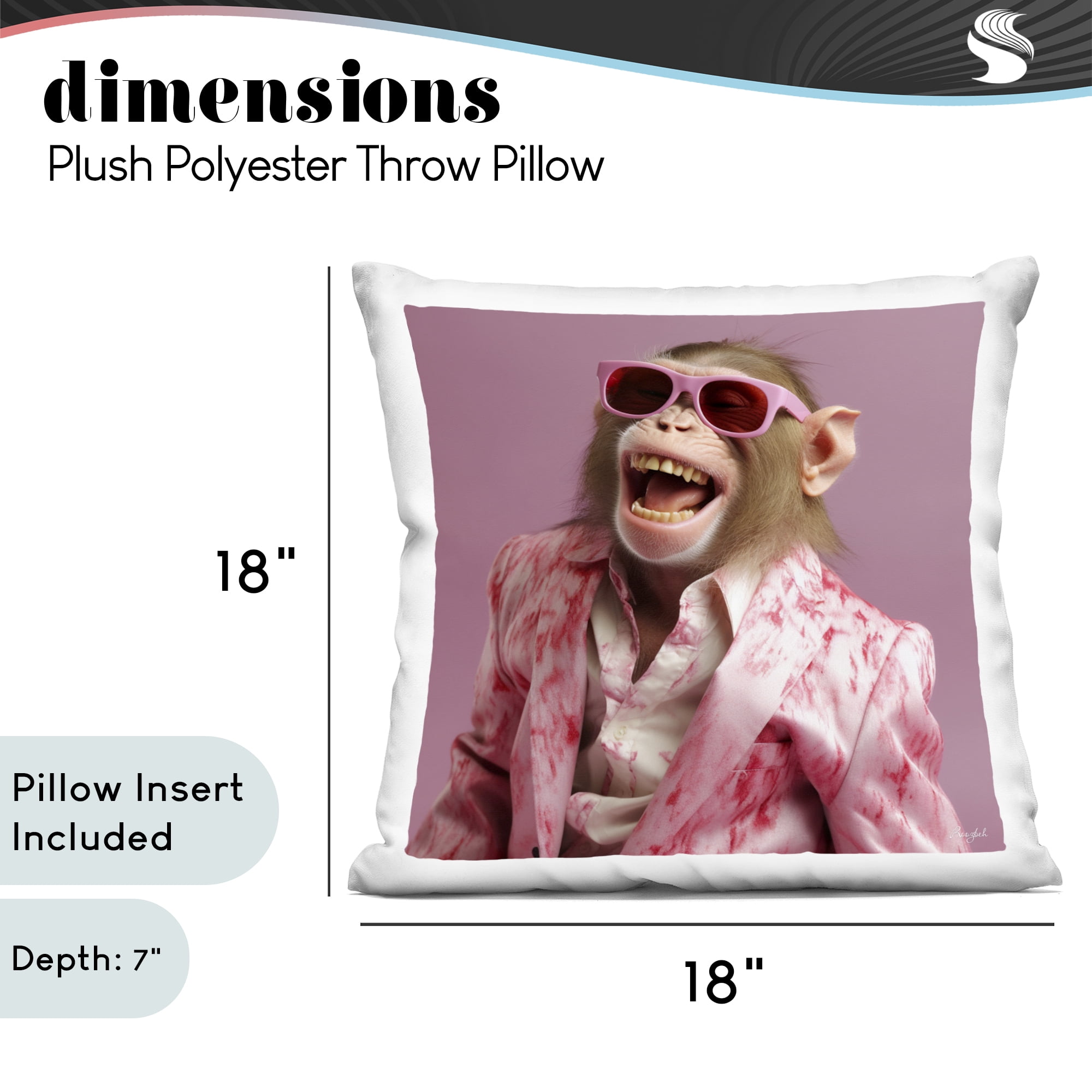 Stupell Industries Hipster Monkey in Suit Decorative Printed Throw Pillow, design by Roozbeh