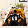thumbnail image 2 of Personalized Name Basketball Blanket for Boys - 60x50 Inches Throw Size Blanket for Kids, Teens - Cozy, Comfortable Blankets for Bed, Couch - Basketball Themed Blanket Gift for Basketball Team, 2 of 6