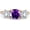 Amethyst Cubic Zirconia with Rose Tone, variant on Vintage Style Round Three Stone Ring White Opal Black Tone 925 Sterling Silver, Size 7