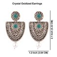 thumbnail image 2 of Efulgenz Indian Oxidized Jewelry Boho Vintage Tribal Antique Crystal Dangle Faux Pearl Drop Statement Earrings for Women, Green, 2 of 5
