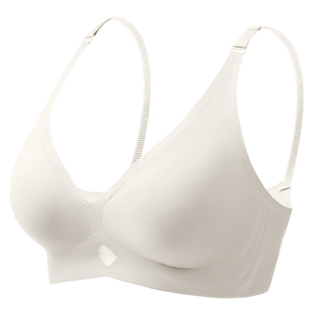 Sujetador sin aros de copa completa para mujer: bustier acolchado sin costuras con tirantes anchos, soporte suave y transpirable, tallas S-XL