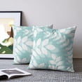 thumbnail image 2 of Pillow Covers 16x16 Set of 2, Pale Teal Leaves Throw Pillow Covers Decorative Couch Cushion Cover, Farmhouse Botanical Branch Vintage Boho Leaf Microfiber Soft Pillowcases for Bedroom Living Room, 2 of 9