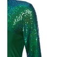 thumbnail image 7 of YiZYiF Lyrical Dance Dress for Women Sequins Long Sleeve Tulle Skirt Contemporary Dancing Clothes Green XL, 7 of 7