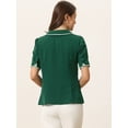 thumbnail image 3 of Blusa De Chifón Con Botones De Manga Corta Y Cuello Peter Pan Para Mujer Verde Oscuro S, 3 of 5