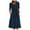 Dark Blue, variant on IROINNID Long Dress For Women Temperament Round-Neck Short Sleeve Print Casual Loose Pocket Dress Summer