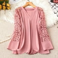 thumbnail image 2 of Tqyyweavej Womens Plus Size Hollow Out Long Sleeve Shirts Casual V Neck Blouse Soft Comfy Pullover Loose Fit Tops S-4XL, 2 of 8