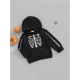 thumbnail image 3 of Bagilaanoe Toddler Baby Girl Boy Halloween Outfits Oversized Hoodies Sweatshirt Long Sleeve Pumpkin Skeleton Print Pullover 1T 2T 3T 4T 5T 6T Kids Fall Tops, 3 of 8