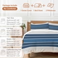 thumbnail image 6 of Minimalist Duvet Cover Set Twin Size, Lake Blue Gradient Gray Stripe 4 Piece Soft Microfiber Bedding Set with 1 Duvet Cover, 1 Flat Sheet, 2 Pillowcases, 6 of 9