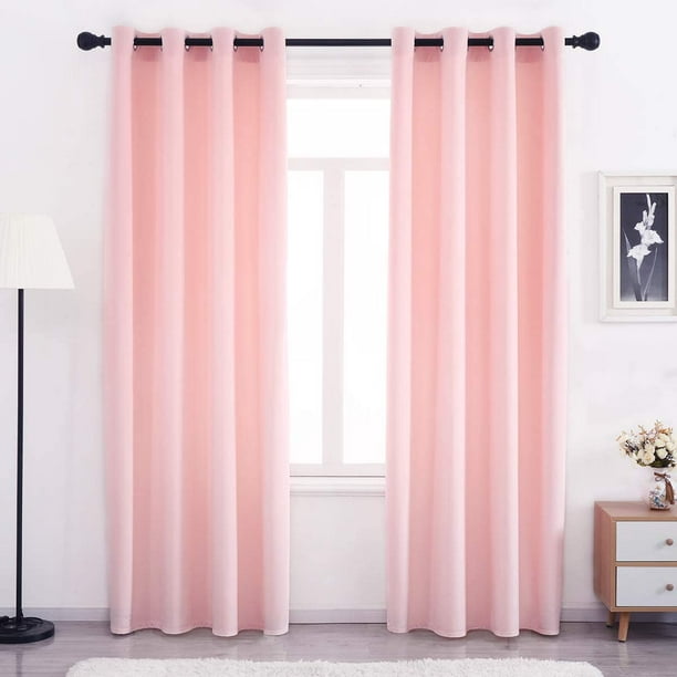Pink Velvet Curtains Grommet 84 Inches, Blush Pink Velvet Curtain Panels