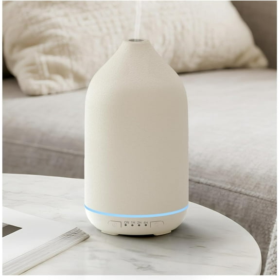 Ceramic Diffuser, 200ml Stone Essential Oil Ultrasonic Aromatherapy Diffuser for Oil, Cool Mist Humidifier with 7 Led Light, Auto Shut Off Home, Office, Bedroom, White