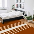 thumbnail image 6 of Area Rugs Indoor Non-Slip Rectangle Rug 2.7x5 Ft Abstract Modern Style Brown Linen White Striped Rug Rubber Backing Floor Mats Non Shedding Home Decor Carpet for Entryway Living Room, 6 of 8