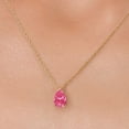 thumbnail image 3 of Gem Stone King 14K Yellow Gold Pink Zirconia Pendant Necklace for Women | 0.81 Cttw | Gemstone Birthstone | Pear Shape 8X5MM | With 18 inch Chain, 3 of 6