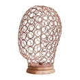 thumbnail image 2 of Cabeza de maniquí hueca de metal con base de madera para pelucas y auriculares. Oro rosa, 2 of 9