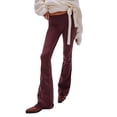 thumbnail image 4 of Women's Mid Waist Flared Jeans, High Rise Retro Vintage Distressed Bootcut Denim Pants, Stretch Elastic Waist Skinny Fit Casual Streetwear Jeans for Daily Wear Wine M, 4 of 7