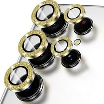 Allytechgroup Glitter Bling Camera Lens Protector for Samsung Galaxy S25 Ultra, Individual Lens Protector Sparkly S25 Ultra Camera Cover Ring Clear Tempered Glass 9H Case Friendly, Gold