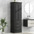 thumbnail image 2 of 70" Tall Storage Cabinet, Modern Multi-Function Large Closet Storage Cabinet with 2 Doors and 3 Drawers, Wood Wardrobe Armoire Closet for Bathroom, Office, Bedroom, Living Room, Black, 2 of 8