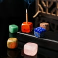 thumbnail image 2 of Nvzi-a 2 pieces of natural mixed color block crystal raw stone incense holder, natural crystal stone aromatherapy stone ornament, incense burner for Buddha incense base, 2 of 3