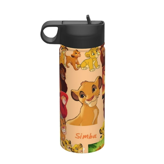 Lion Guard Insulated Water Bottle with Straw Lid, 18 oz Double Wall Vacuum Stainless Steel Kids Cup, Leak Proof Sports Thermos for Travel Fitness Hiking Outdoors