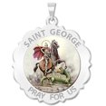 thumbnail image 3 of Picturesongold.Com Saint George Scalloped Religious Medal Color Necklace Pendants - 2/3 inch Size of Dime, Sterling Silver, 3 of 4