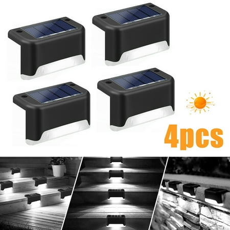 

Solar Deck Lights 4 Pack Fence Post Solar Lights for Patio Pool Stairs Step and Pathway Weatherproof LED Deck Lights Solar Powered Outdoor Lights (White)