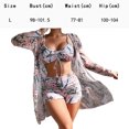 thumbnail image 2 of Traje de baño femenino dividido de tres piezas conjunto de cintura alta manga larga ins smock net traje con cordón cruzado rojo, 2 of 5