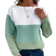 thumbnail image 6 of Women's Striped Sweater Boat Neck Knitted Sweater Casual Long Sleeve Pullover Fashion Sweater Top, 6 of 9