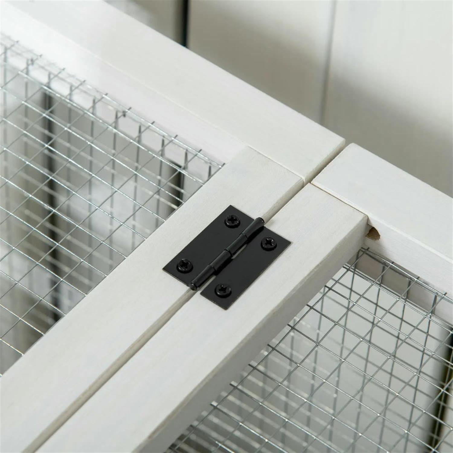 resenkos 42.5" Wooden Rabbit Hutch with Wheels and Slide-out Tray, Outdoor Small Animal Habitat Enclosure Bunny Cage for Bunnies, Guinea Pigs, Yellow