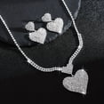 thumbnail image 2 of JUSIP Fashion New Exquisite Flashing Rhinestone Double Heart Necklace Earrings Set Bridal Party Banquet Jewelry, 2 of 6
