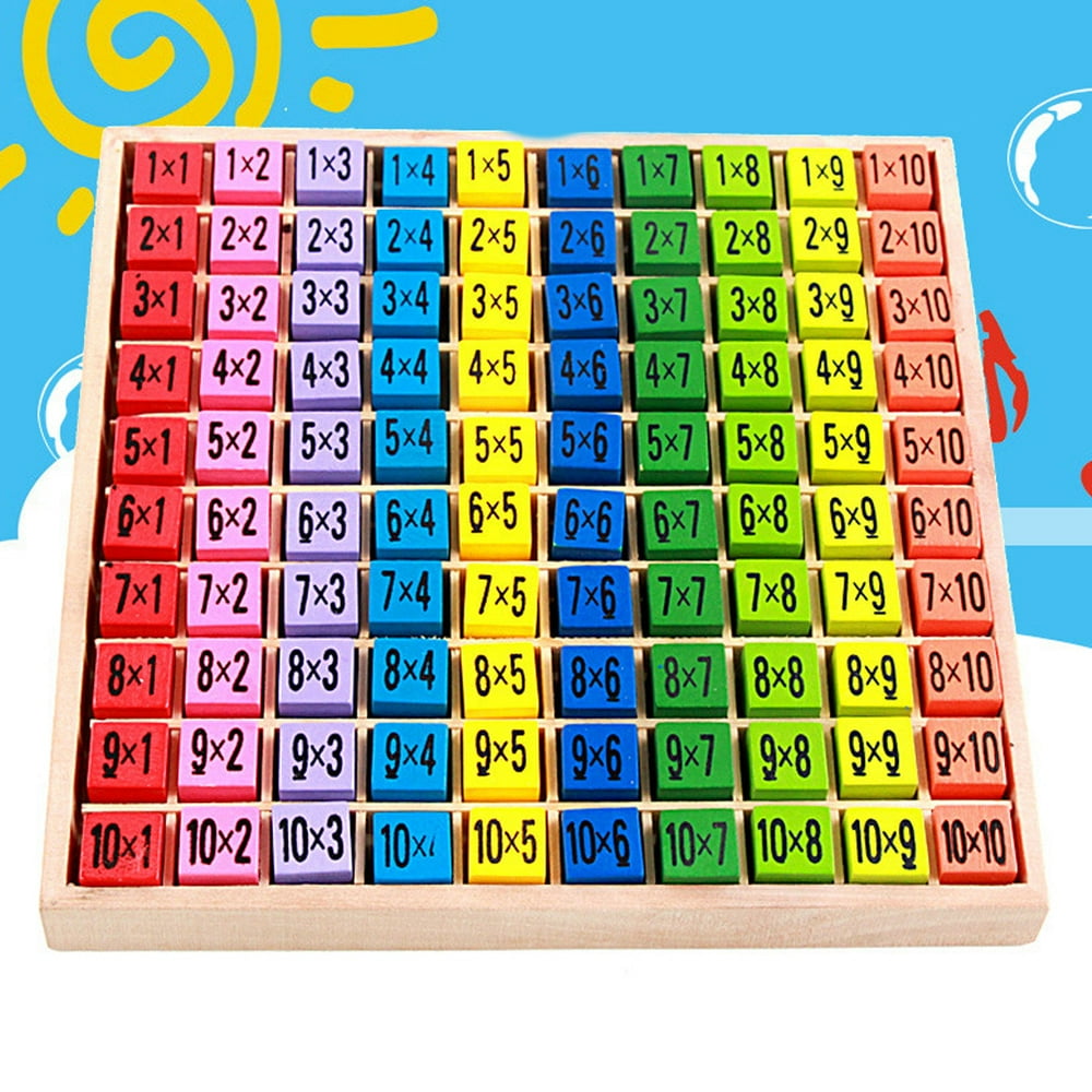 Yesbay 10x10cm Wooden 99 Multiplication Table Math Teaching Aids