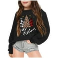 thumbnail image 2 of AWZXDE Chandail en Molleton Col Rond Sans Capuche pour Enfants Couleur Unie Noël avec Design Imprimé Mignon Décontracté Confort Manches Longues Polyvalent Sportif Noir, 8-9 Ans, 2 of 3