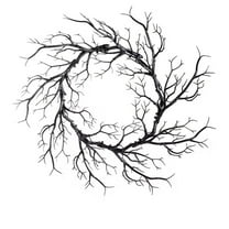 chaungfeng 16.5 Inch Black Twig Halloween Wreath for Front Door - Artificial Plastic Simulation Dead Branch Garland for Indoor Outdoor Party Home Decor